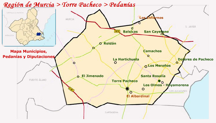 Situaci�n de las pedan�as de Torre Pacheco
