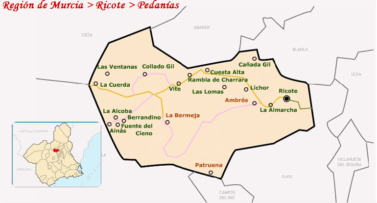 Situaci�n de las pedan�as de Ricote