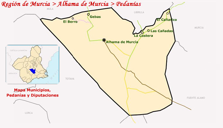 Situaci�n de las pedan�as de Alhama de Murcia